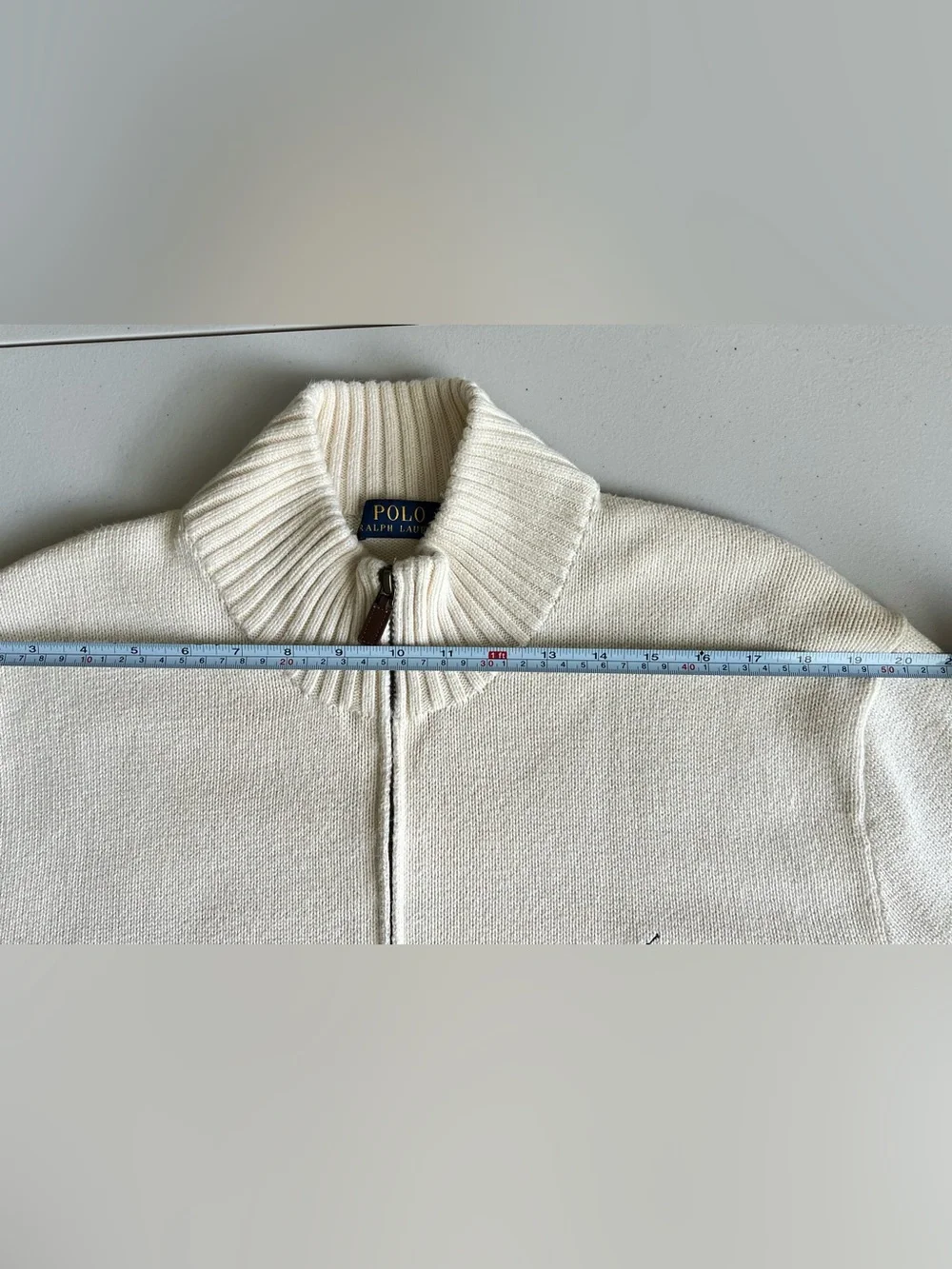 Polo Ralph Lauren Cotton Knit Quarter Zip Sweater Cream Ivory XXL
